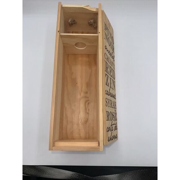 Natural Wooden Wine Red Crate with Handle with Sliding Cover Classy 31-08 - Picture 12 of 16